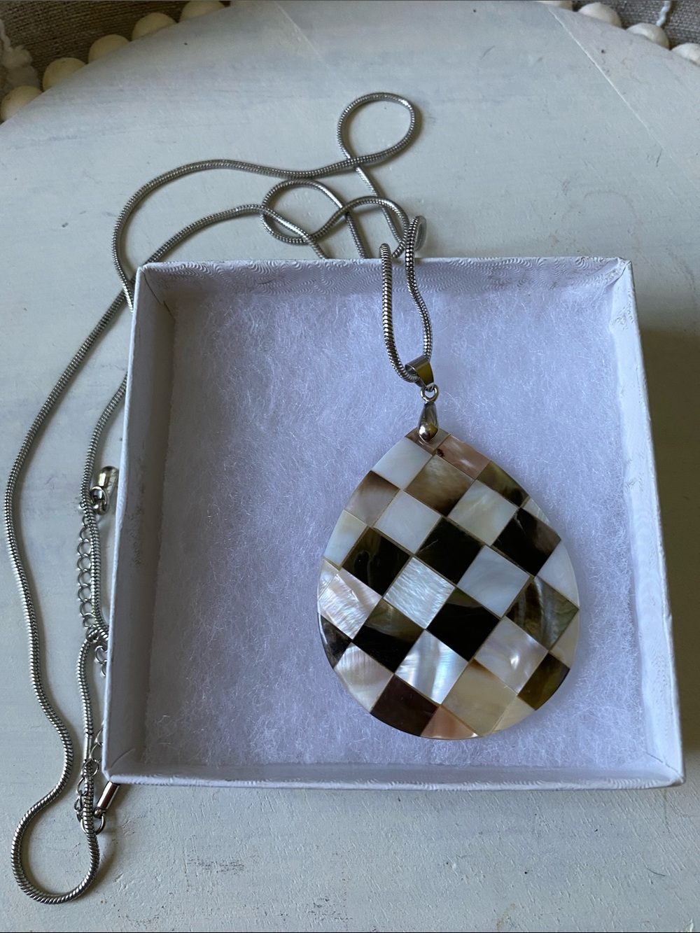 Abalone & MOP Inlay Teardrop Pendant Necklace - bail stamped 12K GP